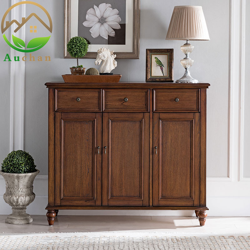 American simple walnut ash wood solid wood door shoe cabinet entrance cabinet Decorative cabinet bucket cabinet Makeup table
