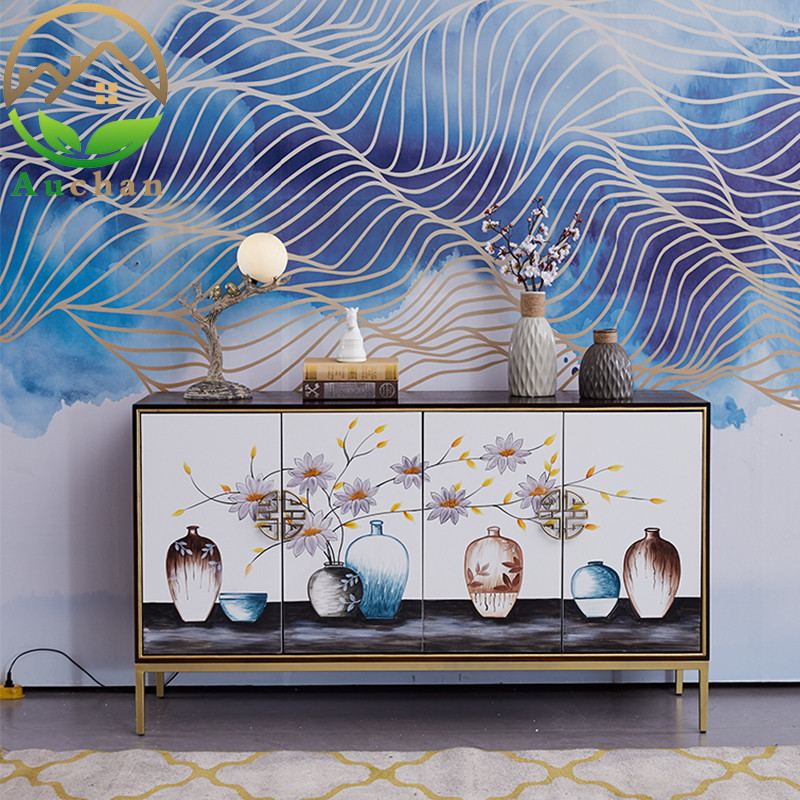 New Chinese light extravaganza Classical Ming Clear Aluminum Alloy Color Painted Landscape Painting Shoes Cabinet Dining Cabinet Dining Cabinet Dining cabinet Cabinets Hyun Guan Cabinet