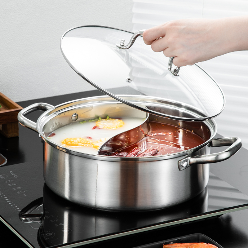 Mandarin skillet 304 stainless steel home induction cookers special eating hot pot boiler thickened separating sheet electric hot pot pot with universal