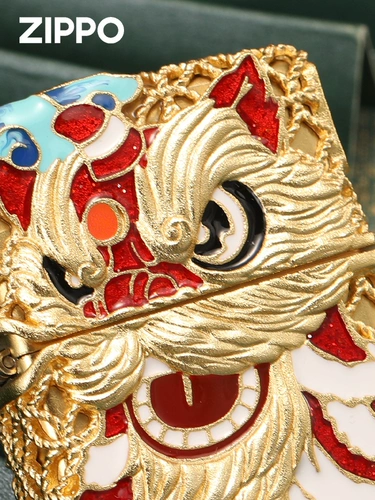 Подлинное Zippo Coal Coal Oil, защищенная от ветра, более легкая золотая эмалевая эмаль-фуртун.