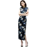 Этнический лонгслив, летнее ципао, этнический стиль, китайский стиль, облегающий крой, короткий рукав