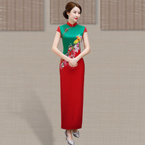 Positioning print catwalk cheongsam 2021 new young female retro costume costume modified version dress summer