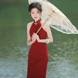 Легкое ципао без рукавов, сексуальное ретро элитное летнее платье, юбка, китайский стиль, светлый стиль