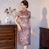 Cheongsam 2021 new young female retro slim short sleeve Daily improved version dress summer long