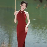 Легкое ципао без рукавов, сексуальное ретро элитное летнее платье, юбка, китайский стиль, светлый стиль