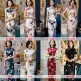 Этнический лонгслив, летнее ципао, этнический стиль, китайский стиль, облегающий крой, короткий рукав