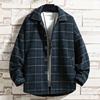 2020 Plaid Jacket for Men, Casual Spring and Autumn Single-Breasted Loose Fit Japanese Style Lapel Youth Short Woolen Coat