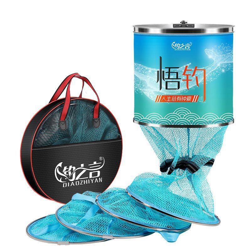 Fish Protection Net with Square Mouth, Thickened, Anti-Slip, Rubber-Coated, Quick-Drying, Anti-Hanging, for Black Pit Fishing and Wild Fishing, Fish Net Bag