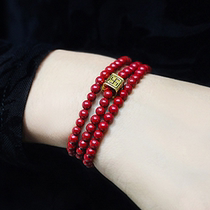 Evil natural high-content high-quality cinnabar tranquillian bracelet transport good luck to crush the safety of cinnabar bracelet