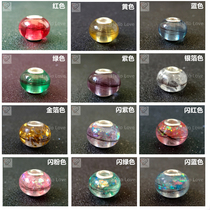 Sterling silver large hole color hair beads fetal hair pendant Pandora bracelet beads baby souvenir DIY material bag