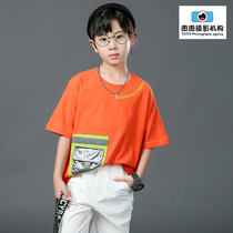 Children's clothing shooting children's model clothing shooting men's T-shirt jeans location shooting Taobao photography service Tu Tu
