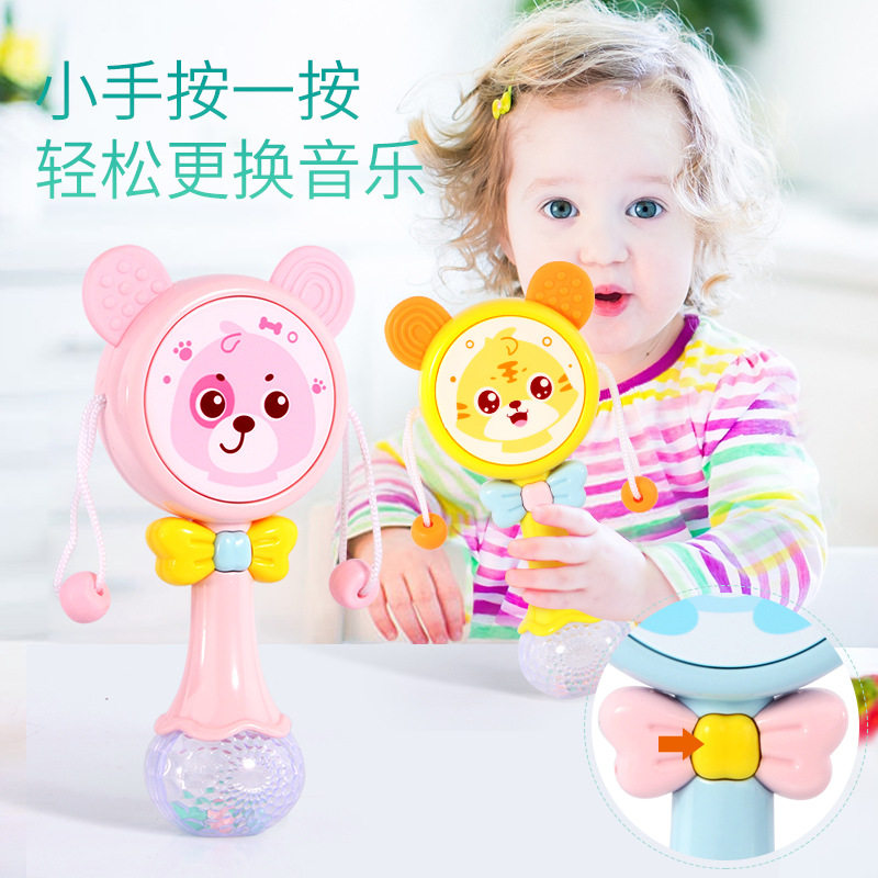 Rattle Newborn baby baby can bite boiled hand drum electric music 0-3-6 months 0-1-3 years old toy