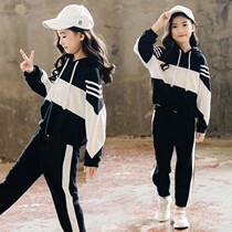 Childrens clothing girls spring and autumn sports suit 2021 new 6 fashionable 8 girls 12-year-old foreign style spring clothes middle and large children