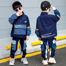 Boys spring and autumn suit 2021 new fashionable and handsome 10 middle and large children 12 large pocket two-piece set 14 childrens clothing trend