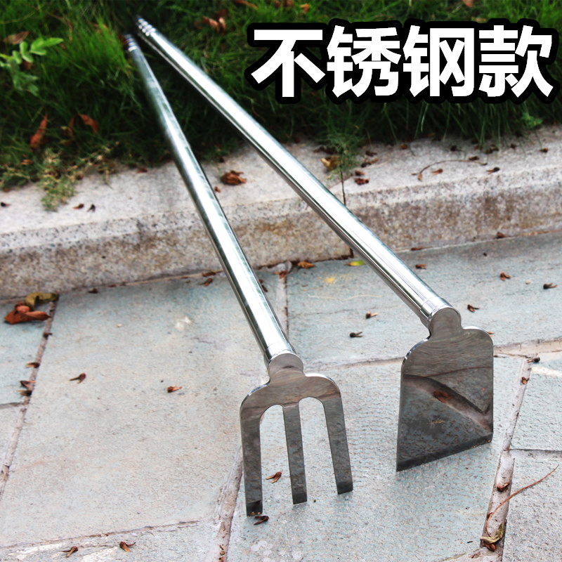 Stainless steel hoe planting vegetables loose soil long handle nail rake