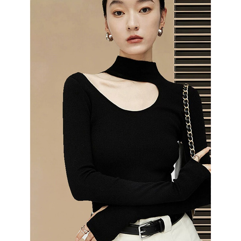 Half-High Collar Halter Neck Sweater for Women, Autumn and Winter 2026 New Design, Slim Fit, Slimming Inner Knit Base Shirt Top Half-High Collar Halter Neck Sweater for Women, Autumn and Winter 2026 New Design, Slim Fit, Slimming Inner Knit Base Shirt Top