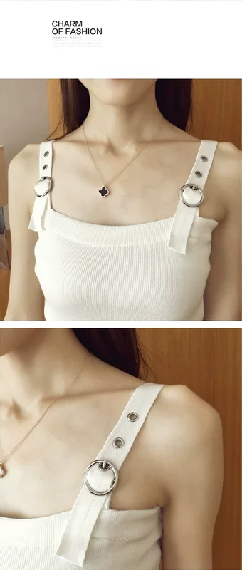 Mùa xuân và mùa hè Phụ nữ phiên bản Hàn Quốc mới của đoạn văn ngắn tự canh hoang dã phơi áo rốn đan bên ngoài mặc một chiếc áo khoác nhỏ