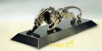 Titanium brother produced Office placement to avoid evil tiger combination into the gas car home pure titanium mechanical deformation decoration