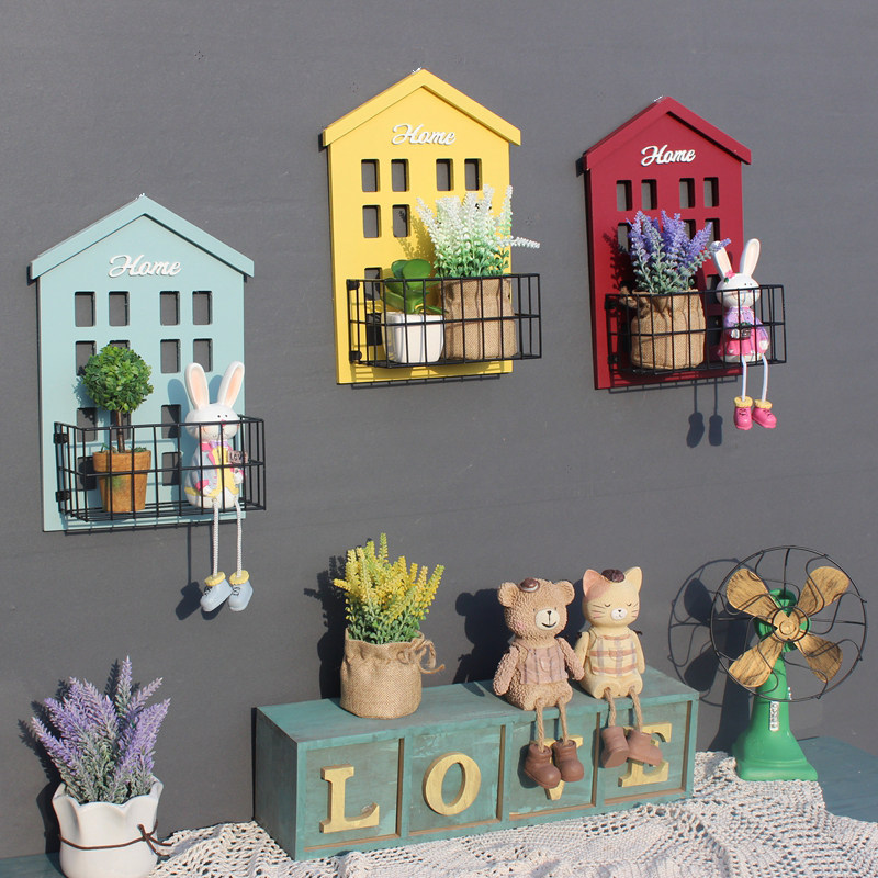 American country multicolor wall hanging storage small house rack decoration kindergarten decoration wall wall decoration pastoral