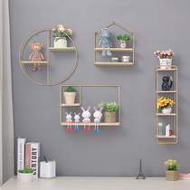 Nordic ins Wind wall shelf bedroom living room TV background Wall Wall Wall decoration wrought iron storage rack
