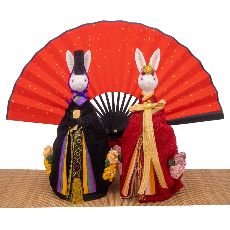 Japanese kimono rabbit music box Otaru music box Wedding gift to send a pair of high-end ornaments for new female girlfriends