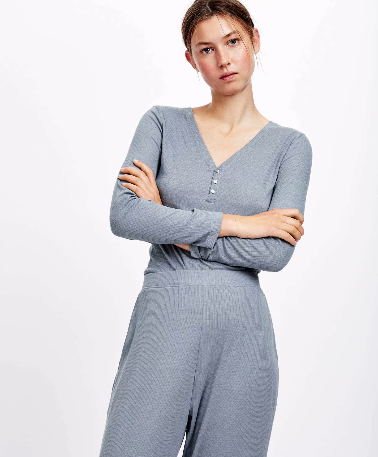 Oysho giảm giá mùa thu và mùa đông Sọc dọc ở thắt lưng quần nhà thoải mái quần pyjama nữ quần 30328613499 quần dài thể thao nam