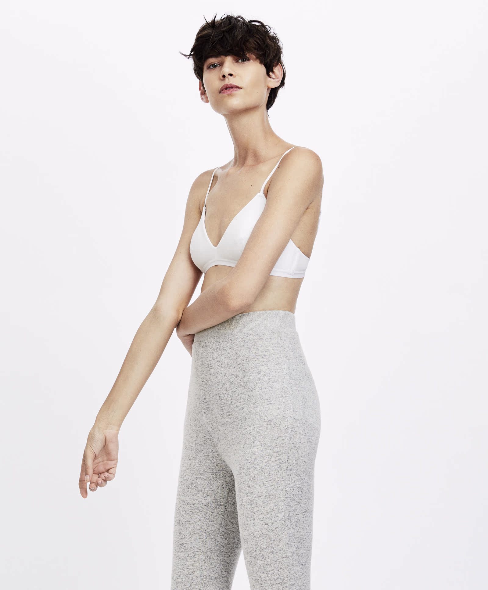 Oysho hoa màu xám pha trộn thắt lưng quần nhà thoải mái quần pyjama nữ quần 30344942984 quần jean ống rộng nam