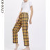 Oysho mùa thu đông giảm giá Flannel mid-eo sọc quần nhà quần quần cotton nữ 30334623325 quần short nữ lưng cao Quần tây