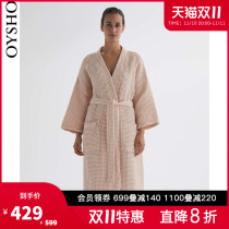 Straight down 20% Oysho Waffle Mid-length Bathrobe Sleepwear Morning Robe Yukata Women 30813886625