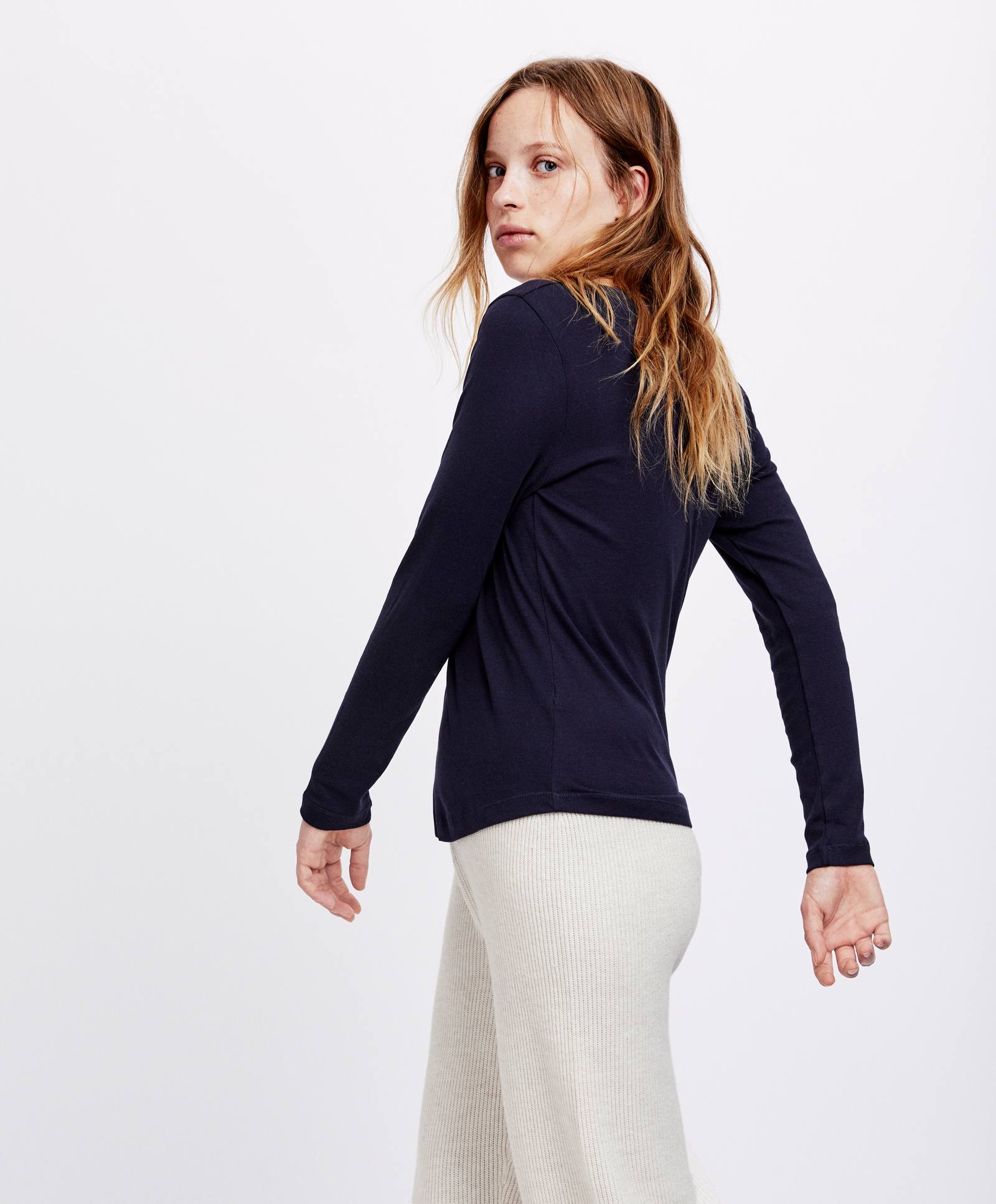 Oysho mùa thu và mùa đông giảm giá Áo thun cotton nữ dài tay phục vụ đồ ngủ tại nhà mùa thu và mùa đông ấm áp 30209614401 pijama lụa