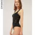 Oysho ren đen trang trí sling jumpsuit body body corset đồ lót nữ 30399294800 - Một mảnh đồ lót xuất khẩu Một mảnh