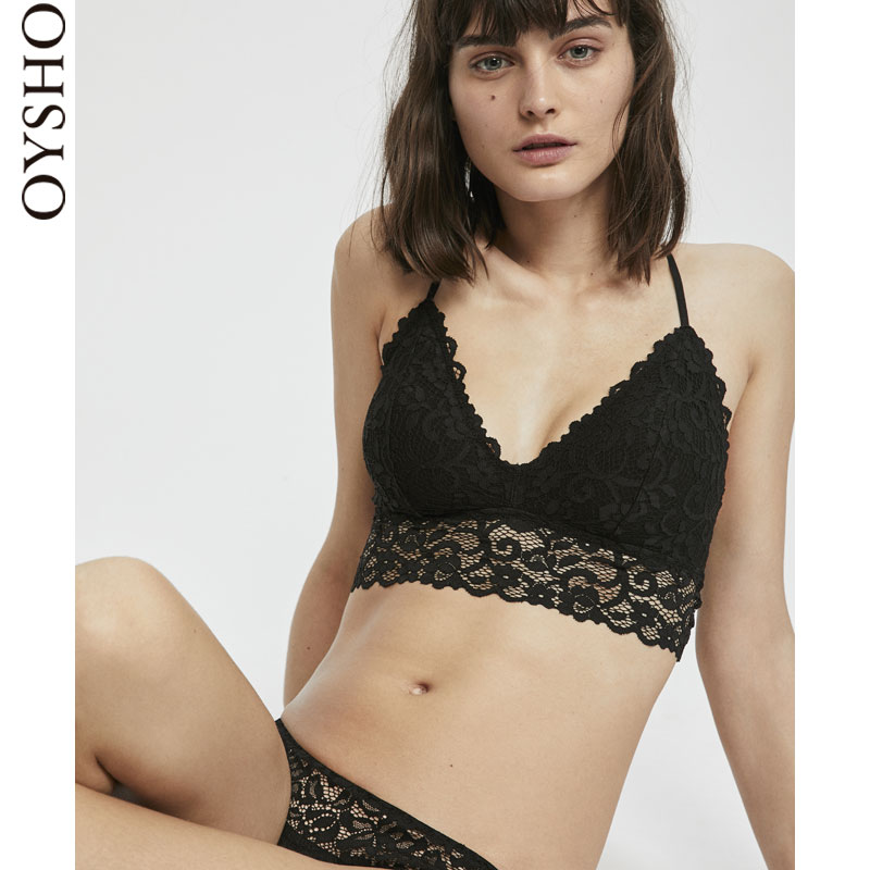 No Oysho Comfortable Bra Steel Underwear Bralette Cup Lace Soft luK13JcFT
