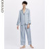 Oysho màu xanh ống nhà quần pyjama quần eo nữ mùa thu và mùa đông 30320632499 quần baggy nam Quần tây