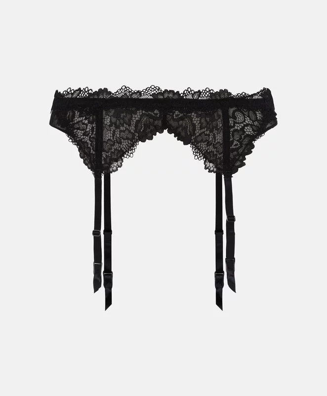 Oysho đen ren garter 30142345800 dây nịt tất co dãn