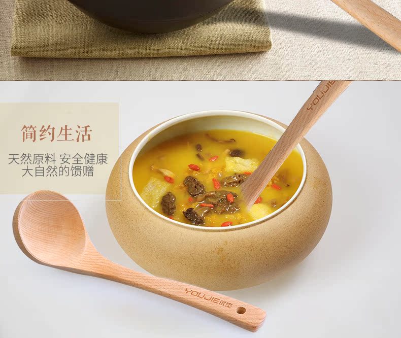 Elm tay cầm dài gỗ gia dụng muỗng gỗ nhiệt độ cao muỗng bếp nhiệt độ cao bảo vệ môi trường cháo muỗng nồi lẩu