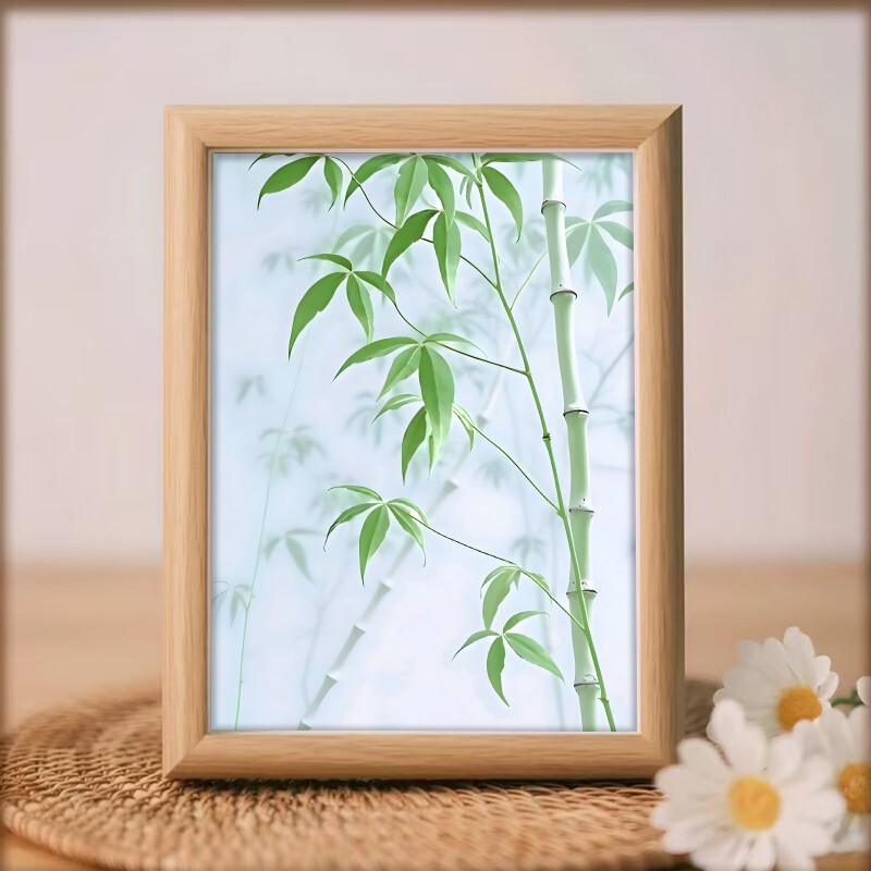 Bamboo Brings Peace Photo Frame Decorative Painting New Chinese Style Living Room Entrance Office Desktop Ornament Gift for Friends