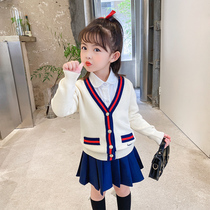 Girls jk uniform autumn 2021 New set children pleated skirt pants autumn baby sweater three sets