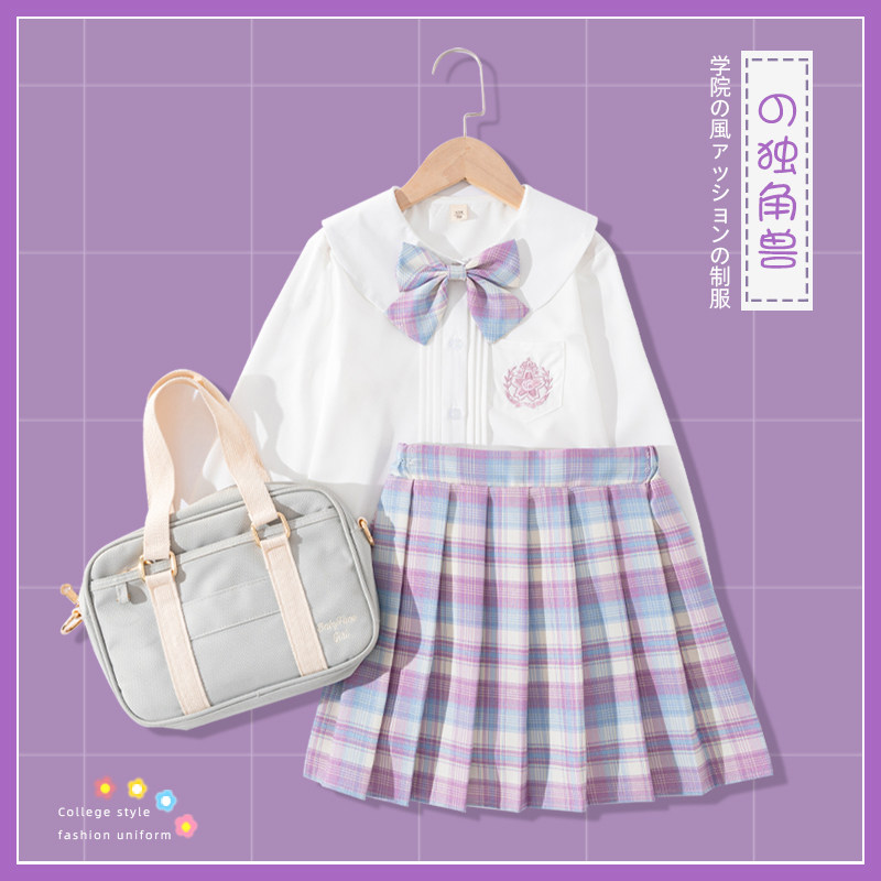Children's JK college wind uniform spring and autumn long-sleeved shirt autumn pleated skirt suit little girl baby genuine autumn clothing