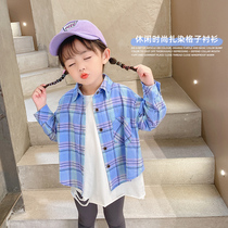 Girls plaid shirt long sleeve baby coat Spring and Autumn new fashion autumn children childrens shirt Korean version fashionable