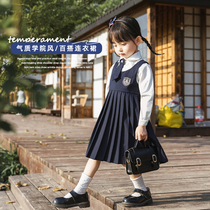 Childrens clothing girls college style dress spring and autumn suit children autumn autumn baby strap skirt children jk skirt