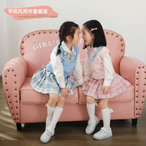 jk uniform childrens summer skirt genuine Short Sleeve 10-year-old primary school girl baby set girl two-piece set