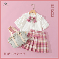 Girl JK suit summer skirt baby Summer full set of childrens college style two sets of school uniform class uniform 10 years old