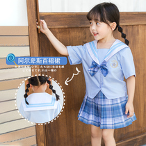 Childrens summer dress 2021 new summer princess dress girl half pleated baby JK College Style Summer