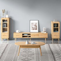Qianlai modern furniture All solid wood TV cabinet side cabinet Nordic Beech cabinet Simple living room environmental protection storage cabinet