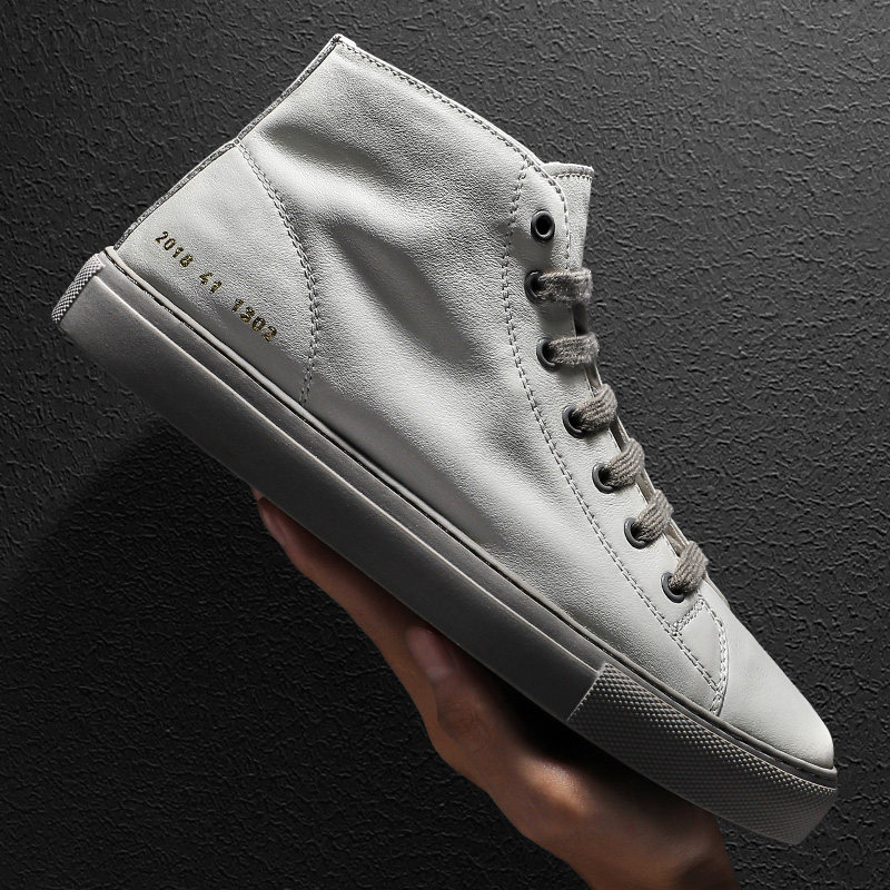 HT Haitton genuine leather high cylinder shoes genuine leather small white shoes men 100 hitch flat bottom soft leather breathable white board shoes men's casual shoes