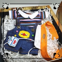 Eva with] 15cm20cm doll out to play four-piece set of denim straps striped T-shirt baby coat sun hat