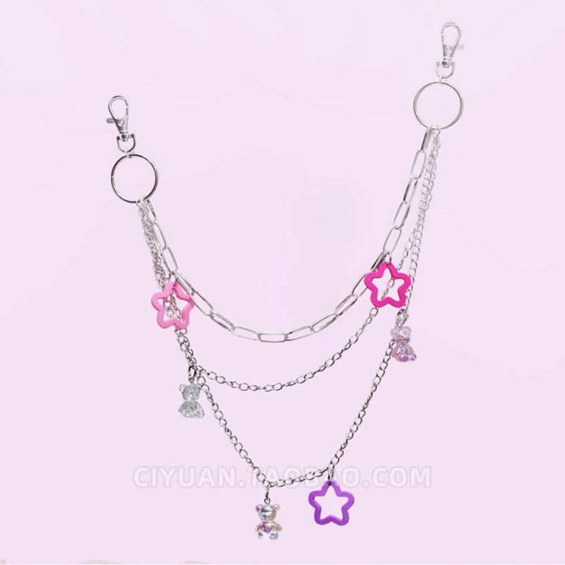 Y2K Harajuku Lolita Hot Girl Jk Bear Waist Chain with Skirt Chain Waist Accessory Punk Subculture Chain
