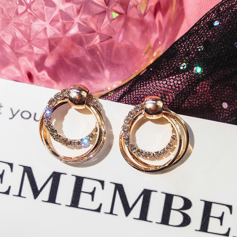 s925 silver needle circle ear needle female temperament Korean personality simple earrings Wild sexy short hair earrings earrings women