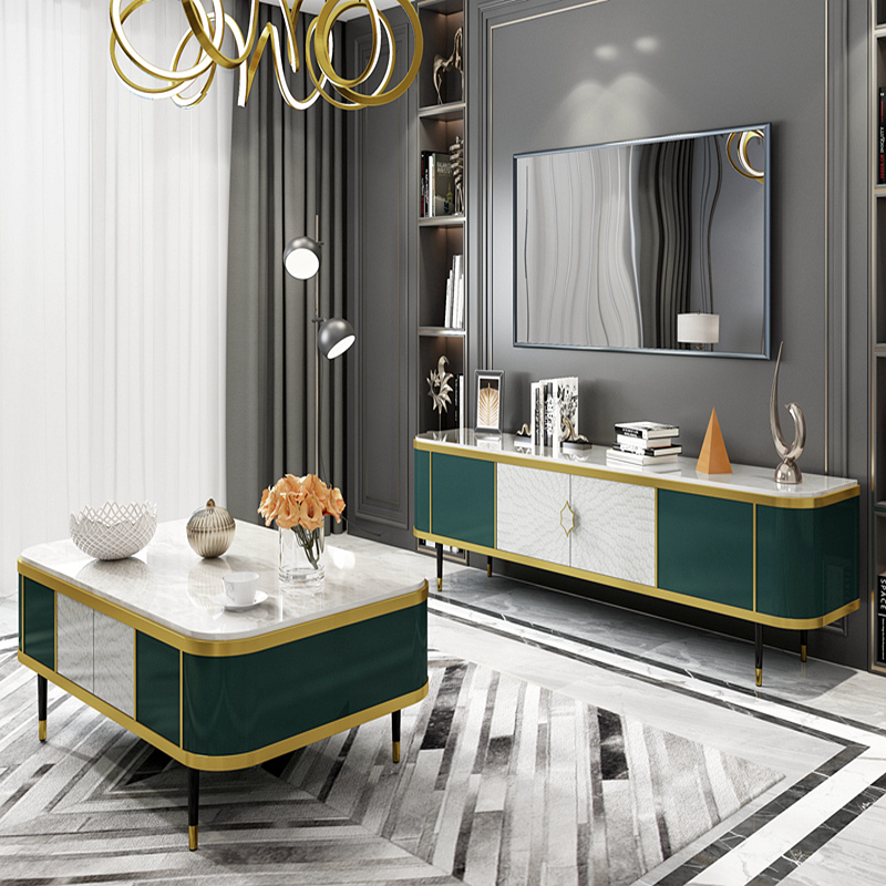 American Light Luxury TV Cabinet After Modern Solid Wood Tea Several Combined Limited Cabinet Living Room Coffee Table