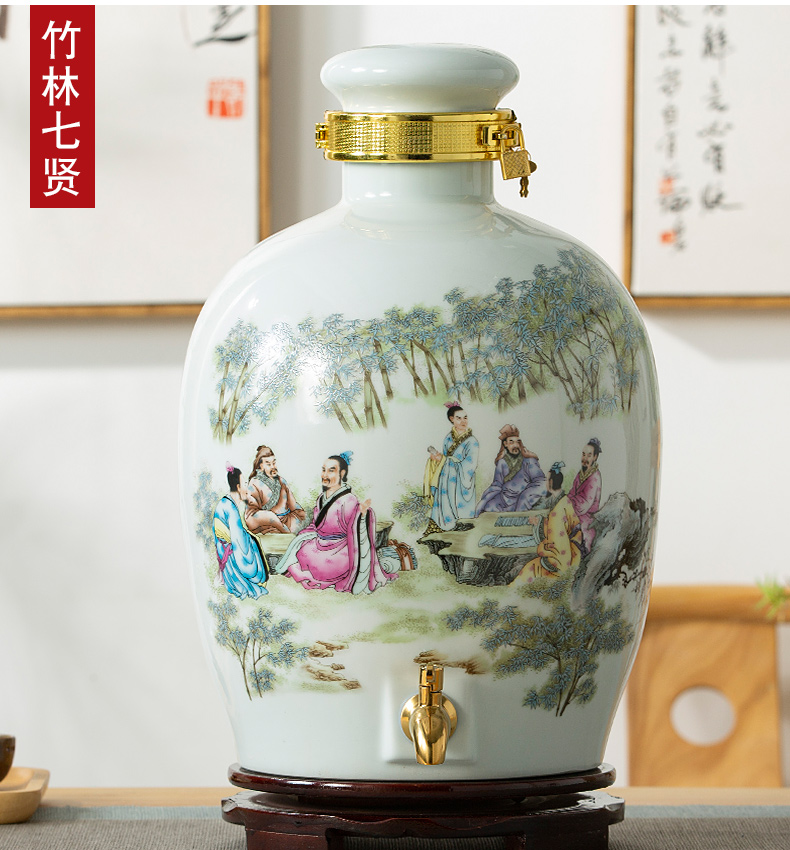 Jingdezhen ceramic home wine jar sealing 10 jins 20 jins 50 kg small it as cans bottles with tap hip flask